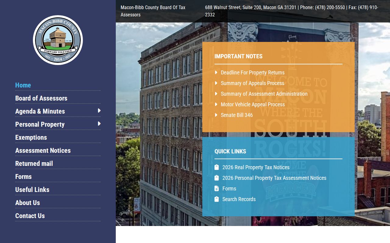 Bibb County Board of Tax Assessors records gateway for Macon parcels