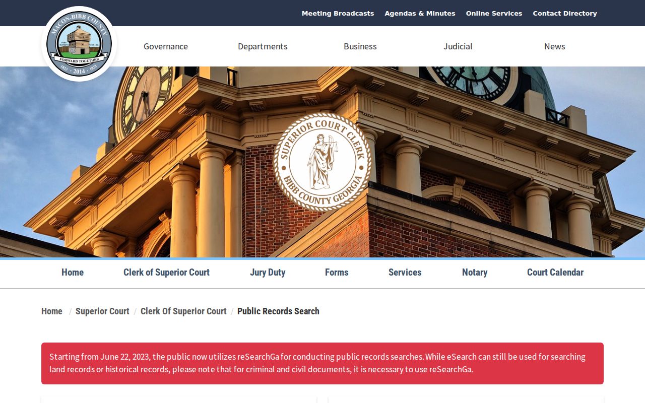 Bibb Superior Court Clerk public records search gateway