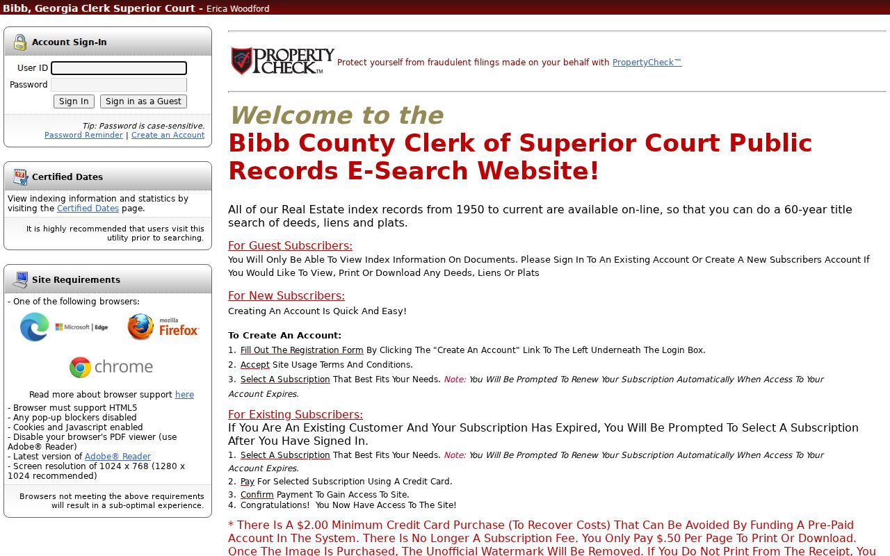 Macon previous residents search at the Bibb clerk deed gateway