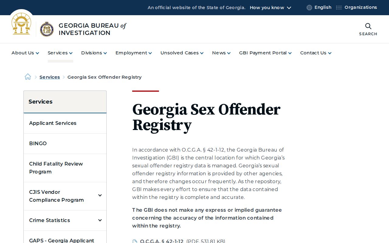 Macon resident lookup through the official Georgia registry information page