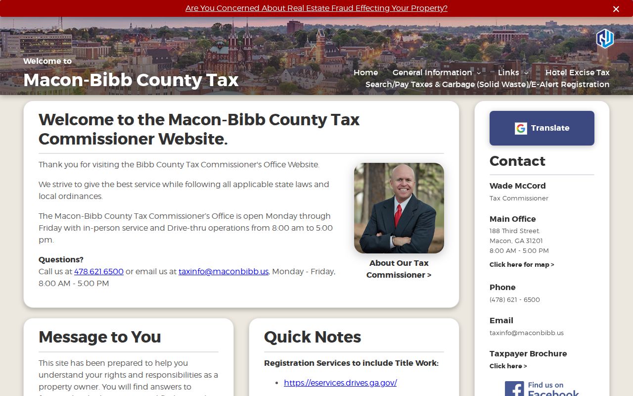 Bibb property tax gateway used in a Macon street directory search